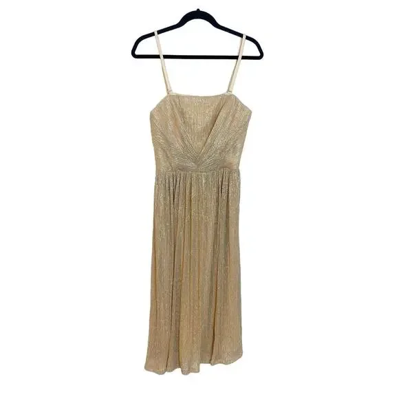 Dress The Population Chiffon Party Dress Metallic Gold Size S NWOT